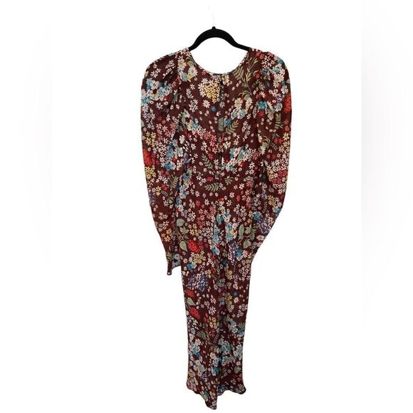 ASOS Design Brown Maxi Dress w/ Puff Sleeves in Vintage Floral Pattern - Picture 10 of 10